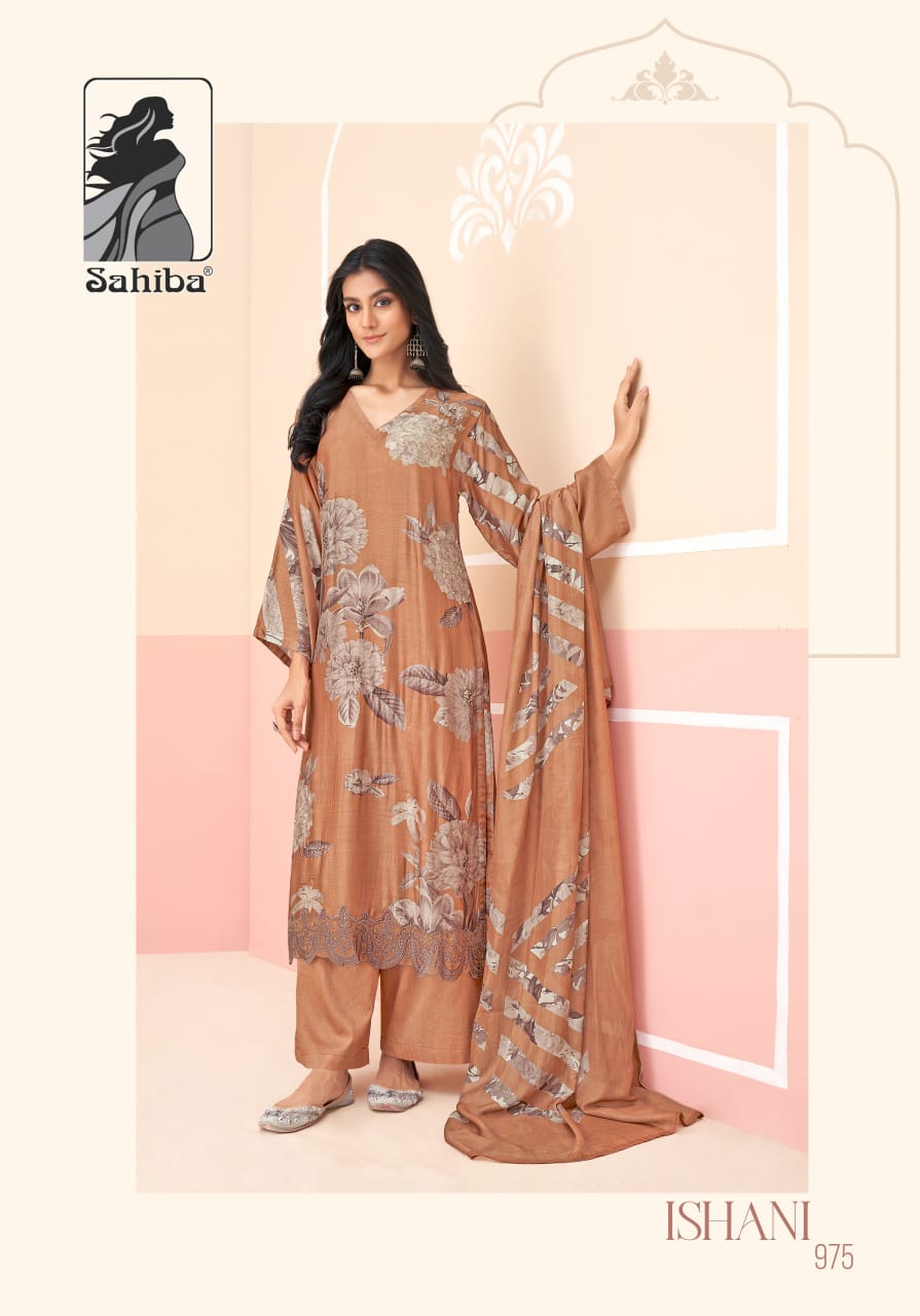 Ishani By Sahiba Muslin Silk Digital Printed Dress Material Wholesalers In Delhi